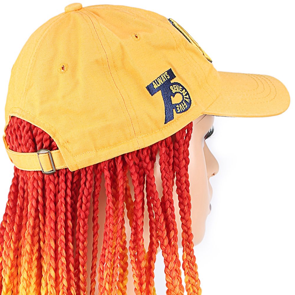 Lisinya201 Sarı Şapkalı Örgü Peruk / Turuncu / Sarı / Mavi / Mor Ombreli