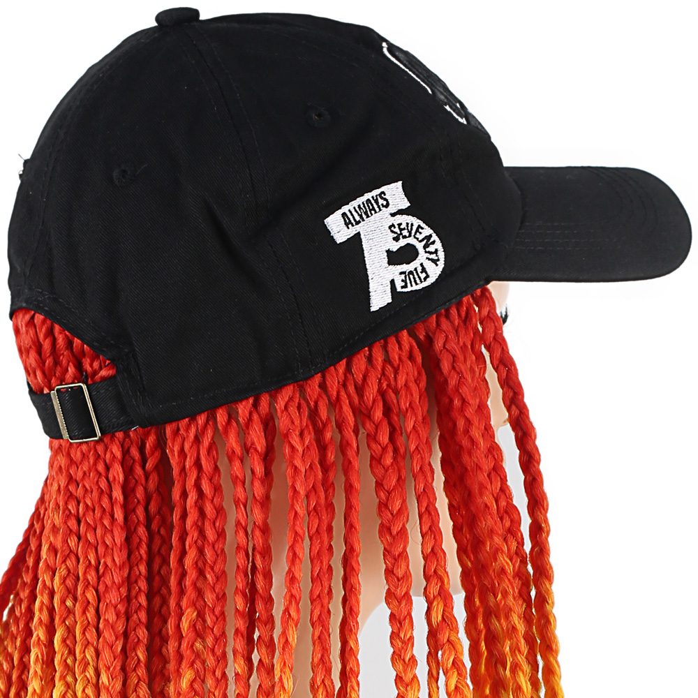Lisinya201 Siyah Şapkalı Örgü Peruk / Turuncu / Sarı / Turkuaz / bordo Ombreli