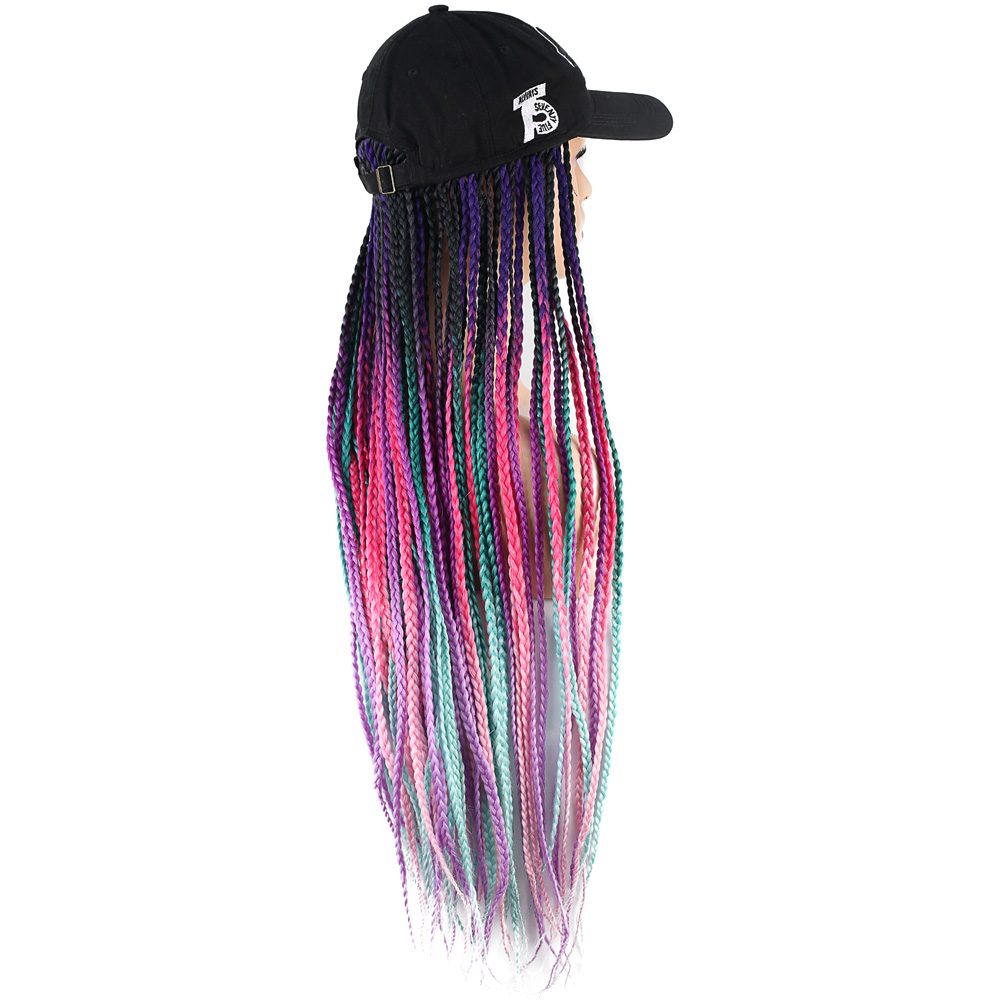 Lisinya201 Siyah Şapkalı Örgü Peruk / Karışık Renkli