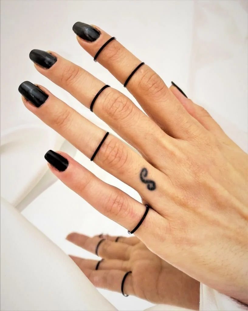 5 Li Set Siyah Kaplama Tel Eklem Yüzüğü Set  (Lisinya)