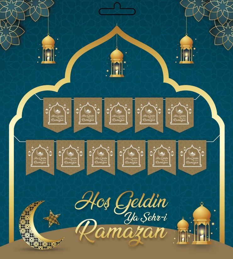 Altın Renk Hoşgeldin Ya Şehr-i Ramazan Yazılı Banner Ramazan Süslemesi 230 cm Altın Renk Hoşgeldin Ya Şehr-i Ramazan Yazılı Banner Ramazan Süslemesi 230 cm