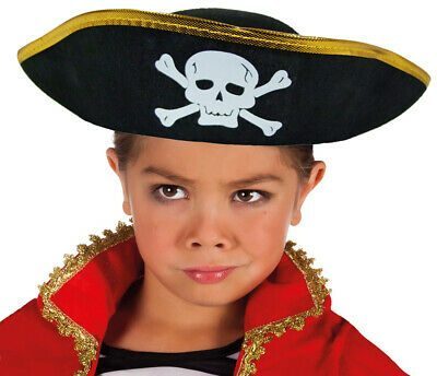Altın Şeritli Çocuk Boy Yayvan Denizci Korsan Şapkası (Lisinya)