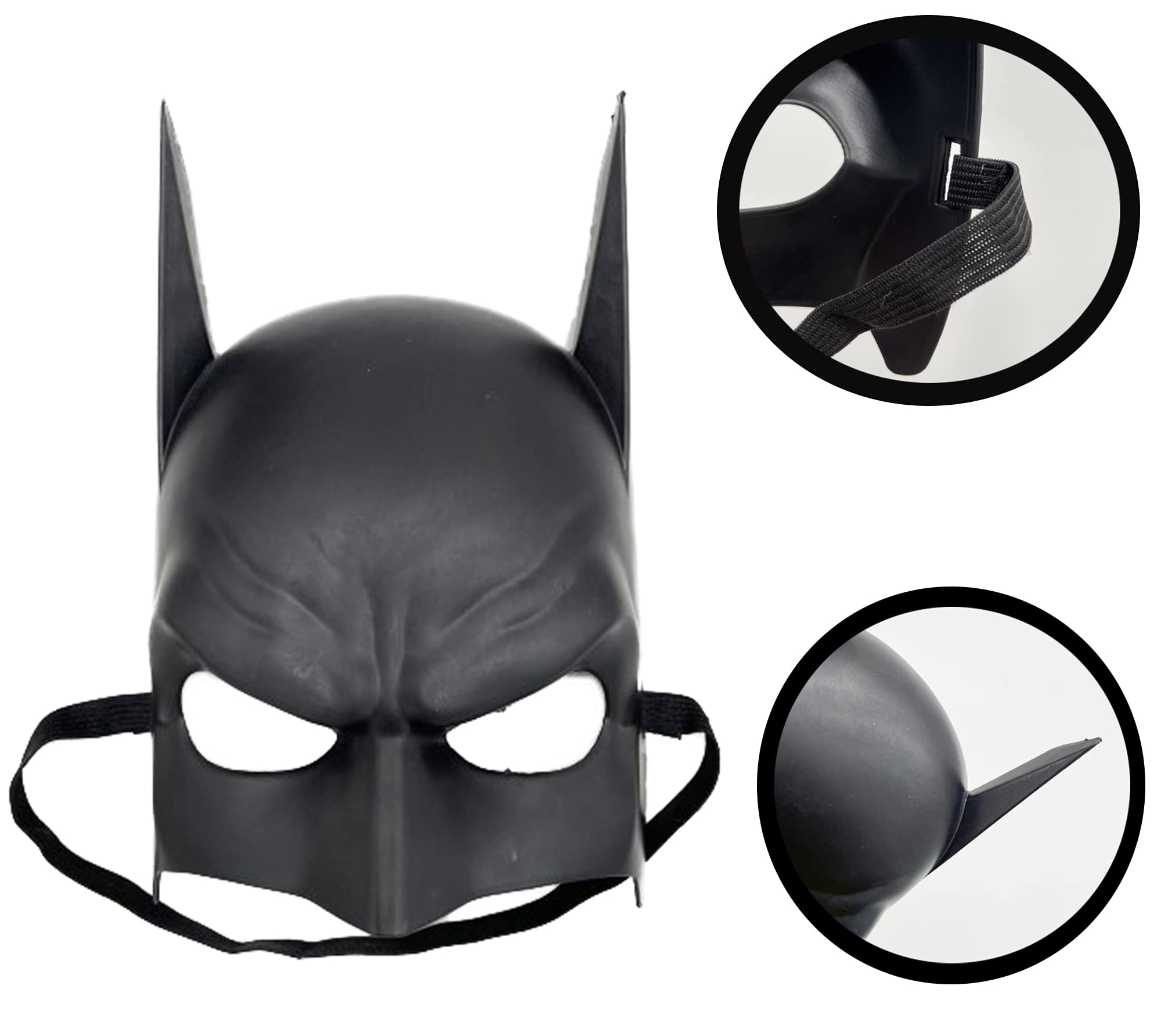 Siyah Renk Çocuk Boy Arkadan Lastikli Batman Maskesi A Kalite  20x14 cm (Lisinya)