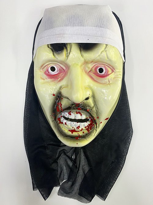 Beyaz Bandajlı Kanlı Siyah Kapşonlu Vampir Maskesi Mumya Maskesi (Lisinya)