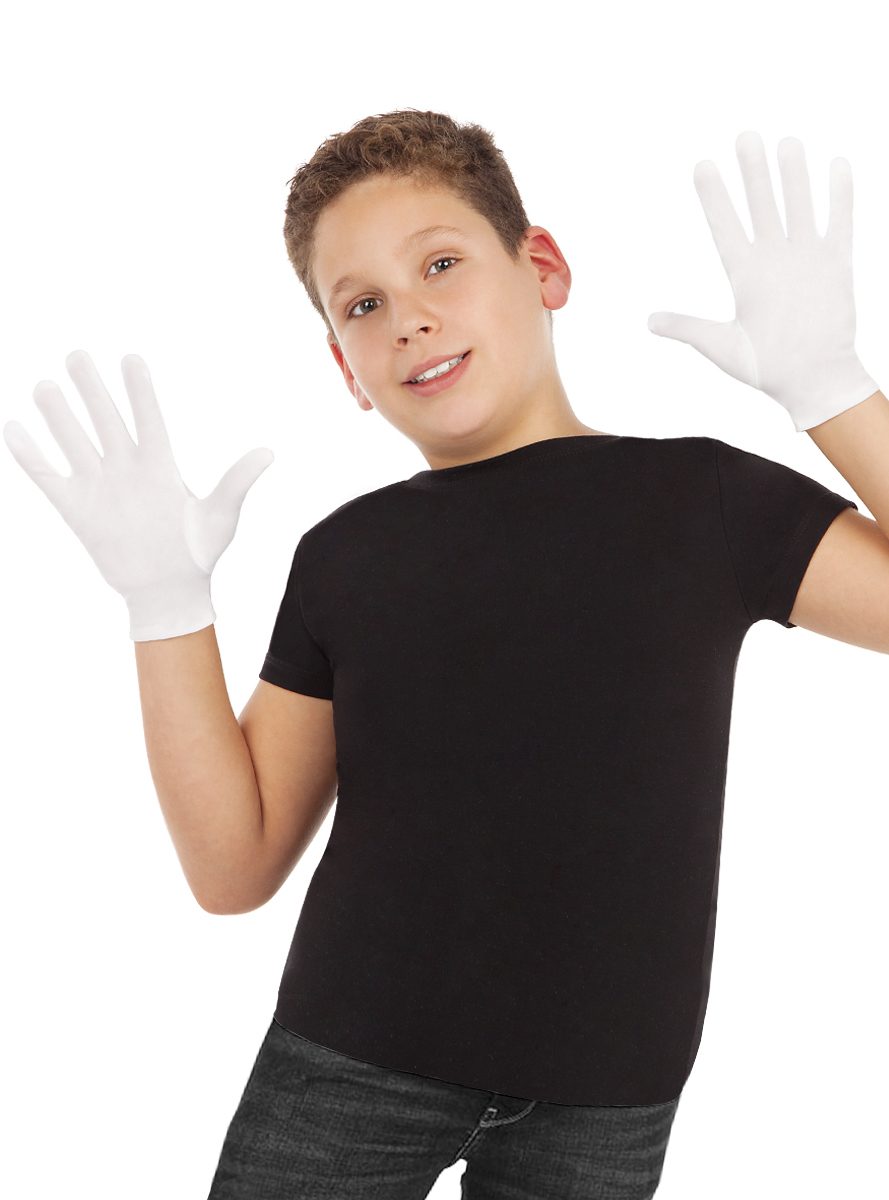 Beyaz Renk Çocuk Boy Likralı Pandomim Eldiveni (Lisinya)