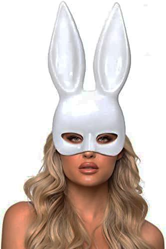 Beyaz Renk Ekstra Lüks Uzun Kulaklı Tavşan Maskesi 35x16 cm (Lisinya)