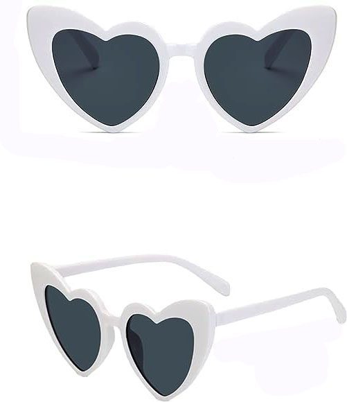 Beyaz Renk Kalp Şekilli Parti Gözlüğü 15x5 cm (Lisinya)