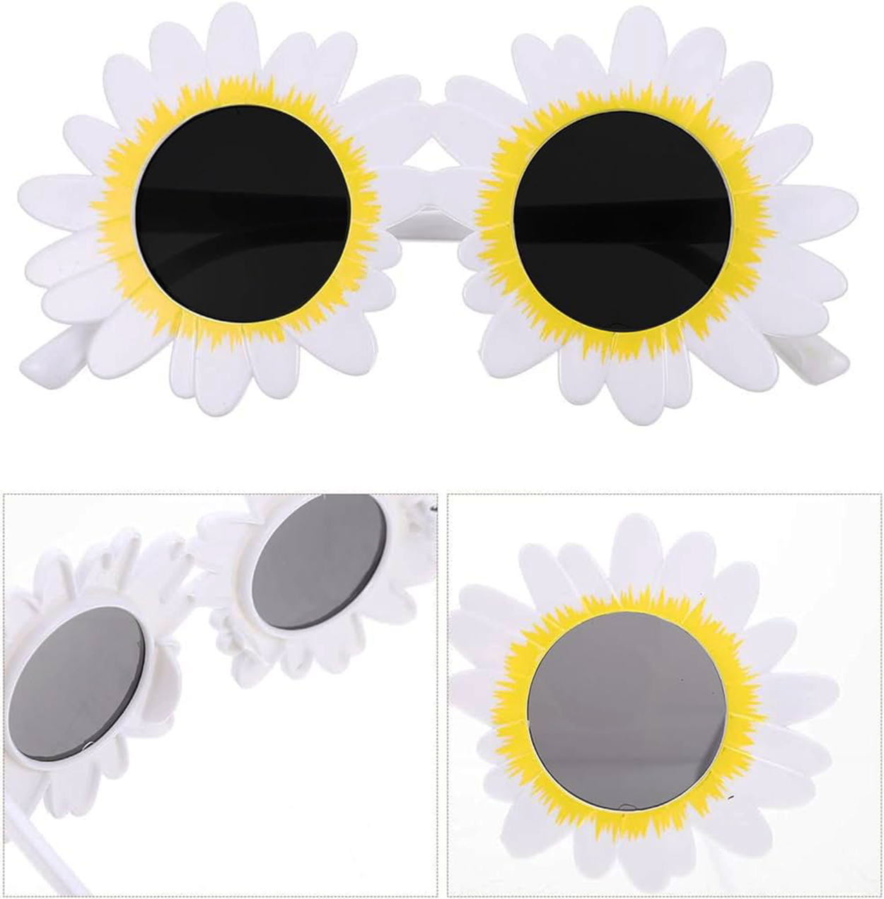 Beyaz Renk Papatya Şekilli Parti Gözlüğü 18x10 cm (Lisinya)