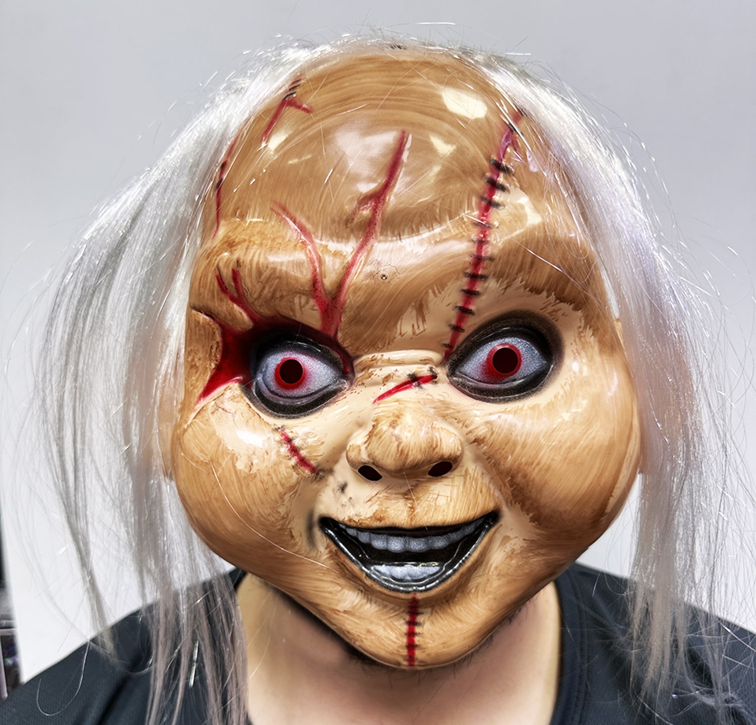 Beyaz Saçlı Çaki Maskesi Chucky Maskesi Yetişkin Çocuk Uyumlu  (Lisinya)