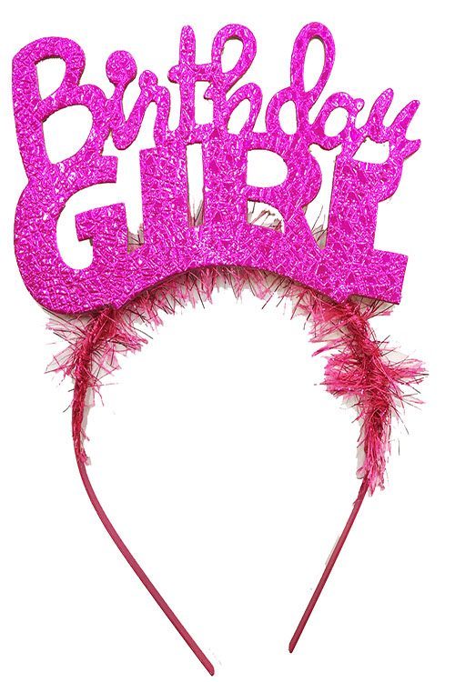 Birthday Girl Yazılı Fuşya Renk Parti Kızı Doğum Günü Tacı (Lisinya)