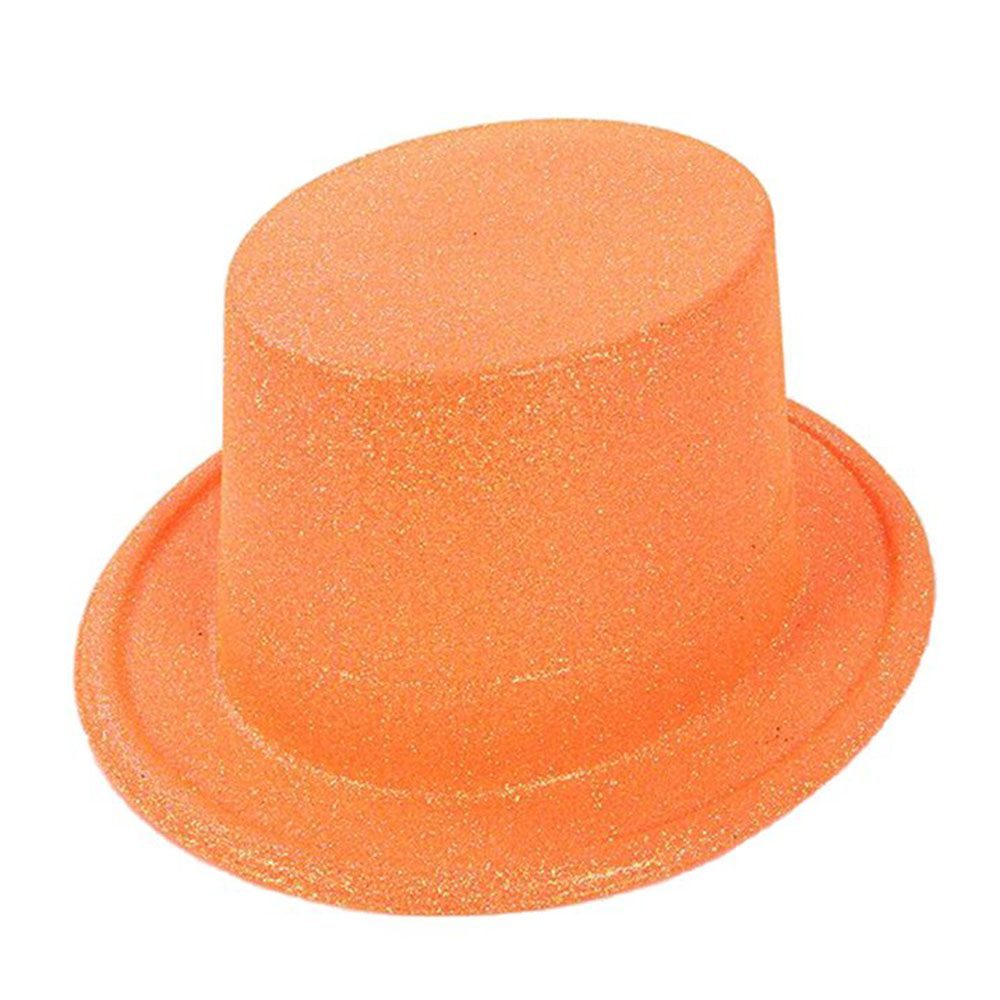 Floresan Turuncu Renk Simli Uzun Fötr Melon Şapka 12 cm (Lisinya)