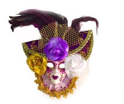 Güllü Dekoratif Seramik Maske Mor Renk (Lisinya)