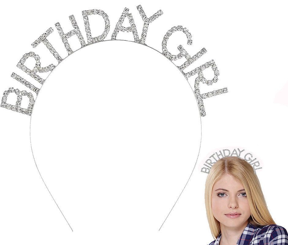 Gümüş Kristal Taşlı Birthday Girl Doğum Günü Tacı İthal Ürün A Kalite 17x16 cm (Lisinya)