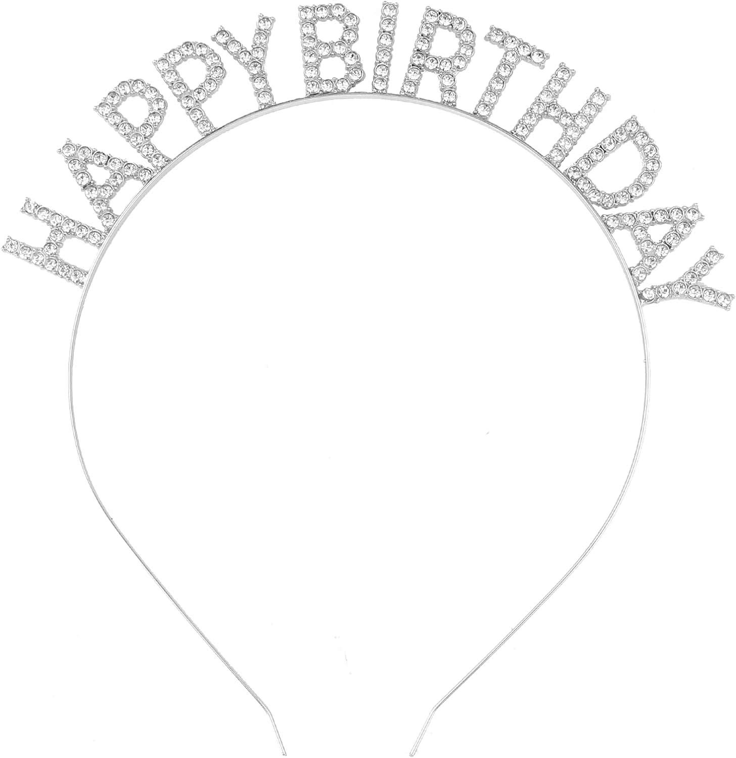 Gümüş Kristal Taşlı Happy Birthday Doğum Günü Tacı İthal Ürün A Kalite 17x16 cm (Lisinya)
