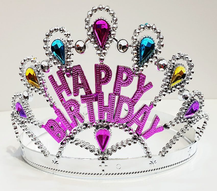 Gümüş Renk Happy Birthday Yazılı Doğum Günü Tacı 60 cm (Lisinya)