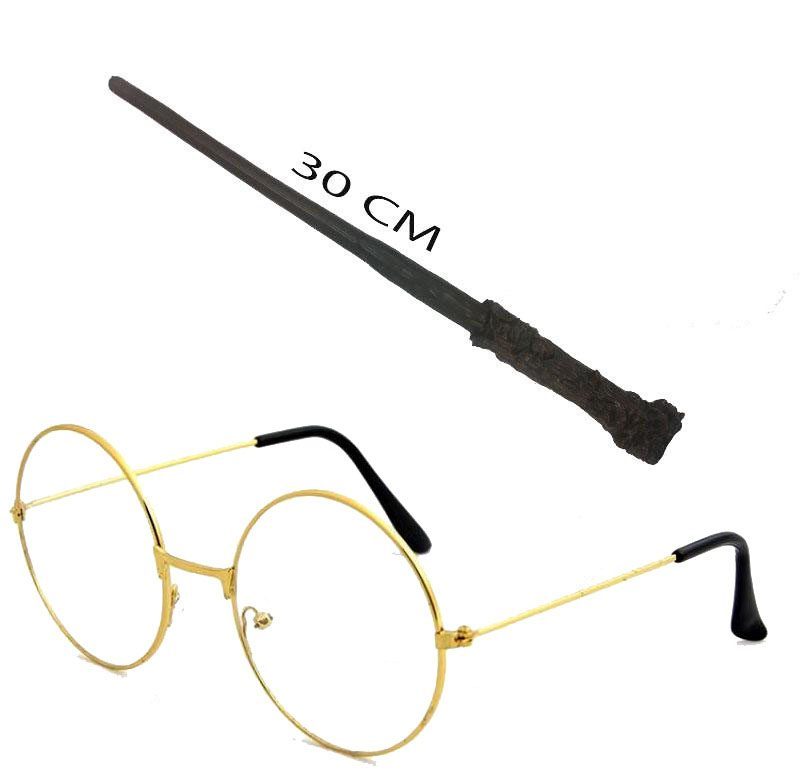 Harry Potter Asası 30 cm ve Metal Harry Potter Gözlüğü (Lisinya)