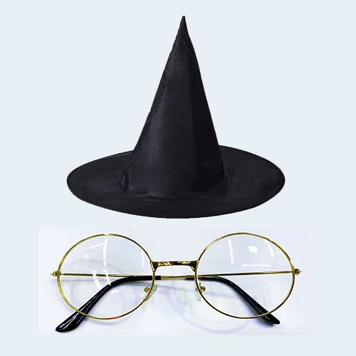 Harry Potter Büyücü Şapkası ve Metal Çerçeveli Büyücü Gözlüğü  (Lisinya)