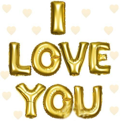 I Love You Folyo Balon Altın Renk 35 CM (Lisinya)