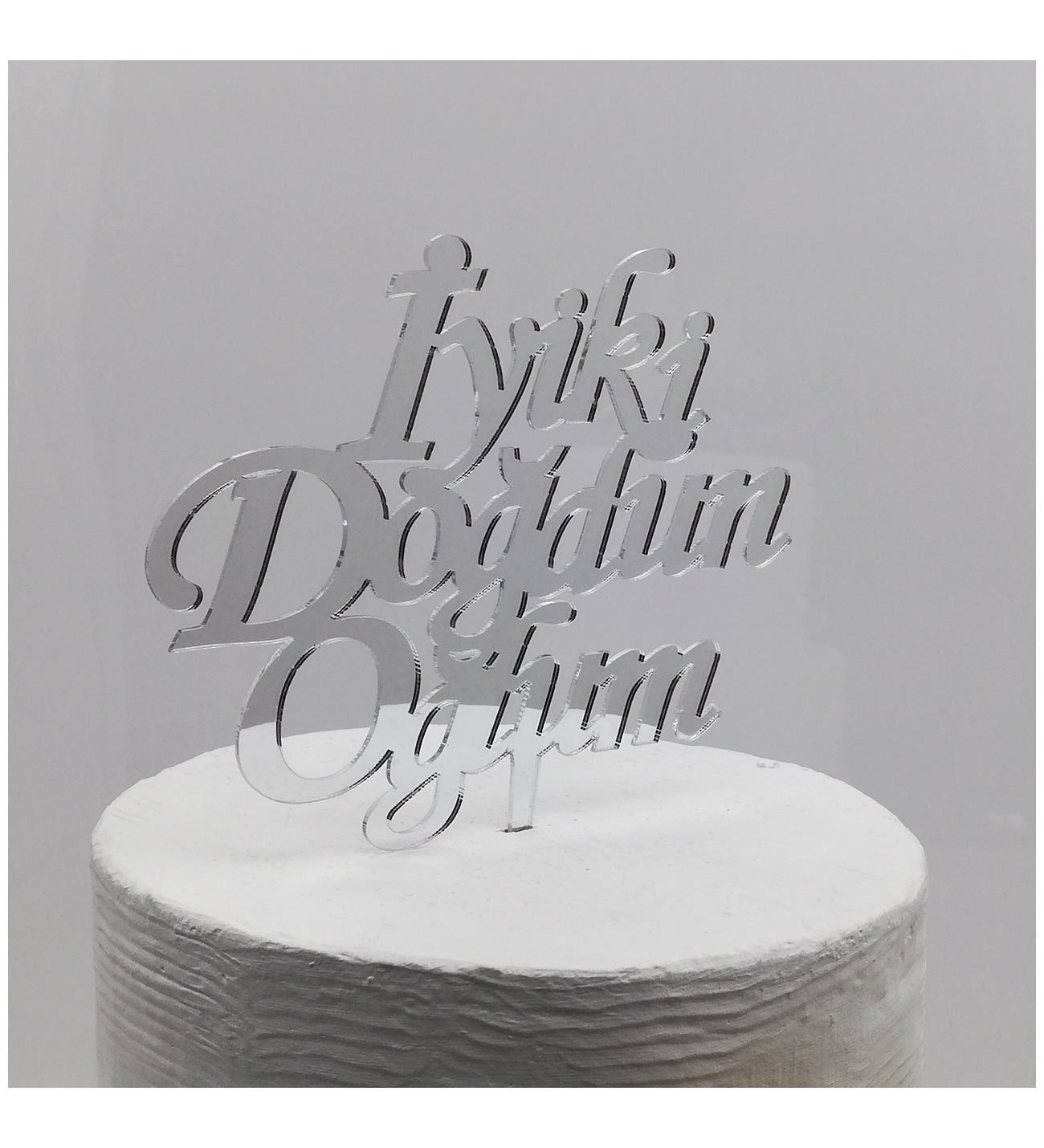 İyiki Doğdun Oğlum Yazılı Doğum Günü Partisi Pleksi Pasta Süsü Gümüş Renk (Lisinya)