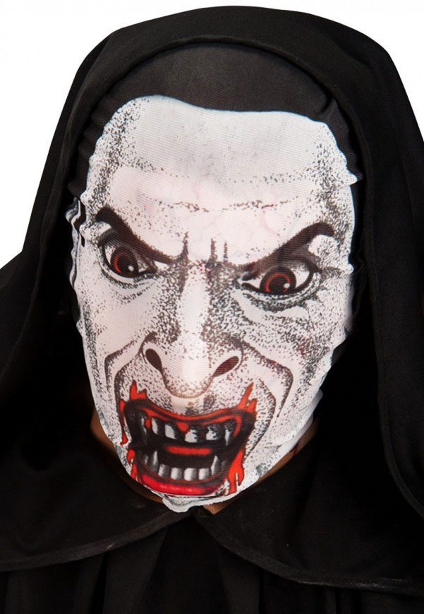 Kafaya Tam Geçmeli Bez Vampir Maskesi - Streç Korku Maskesi - 3D Baskılı Maske Model 2 (Lisinya)