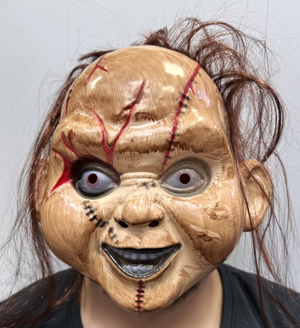 Kahverengi Saçlı Çaki Maskesi Chucky Maskesi Yetişkin Çocuk Uyumlu  (Lisinya)