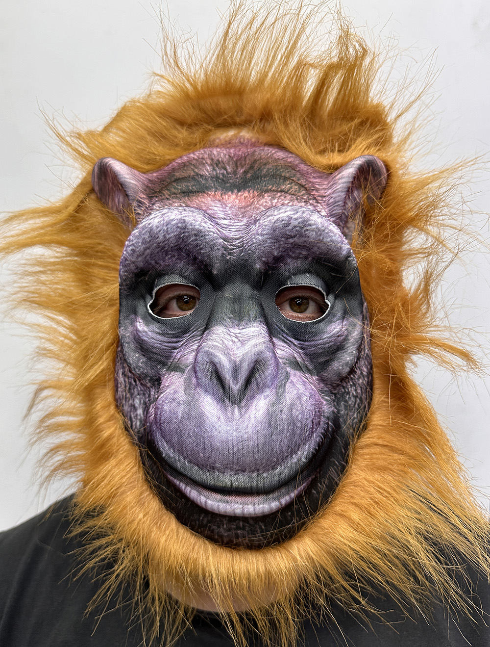 Kahverengi Saçlı Orangutan Maskesi Maymun Maskesi Mega Peluş 4 No (Lisinya)