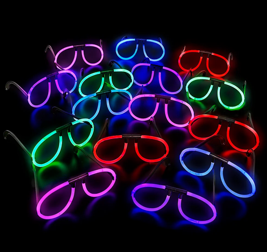 Karanlıkta Parlayan Fosforlu Glow Gözlük Fosforlu Renkli Gözlük 6 Adet (Lisinya)