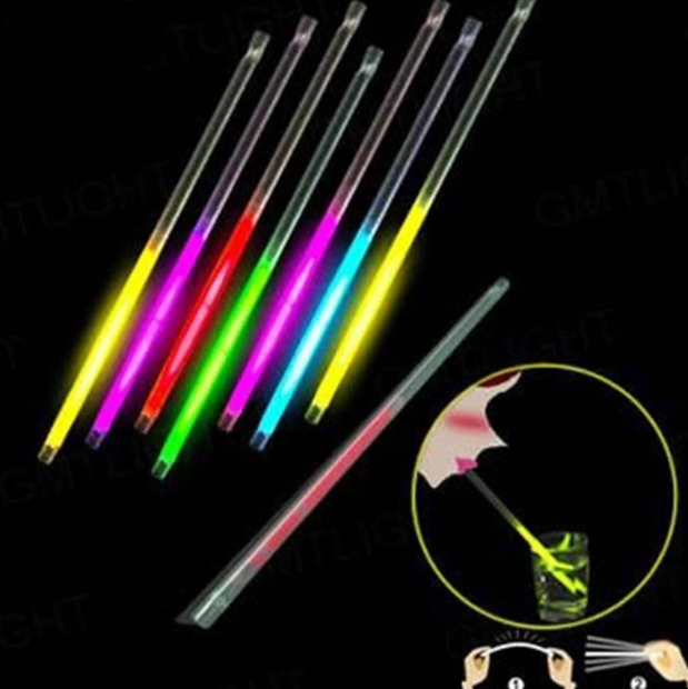 Karanlıkta Parlayan Glow  Fosforlu Pipet 3 Renk 3 Adet (Lisinya)