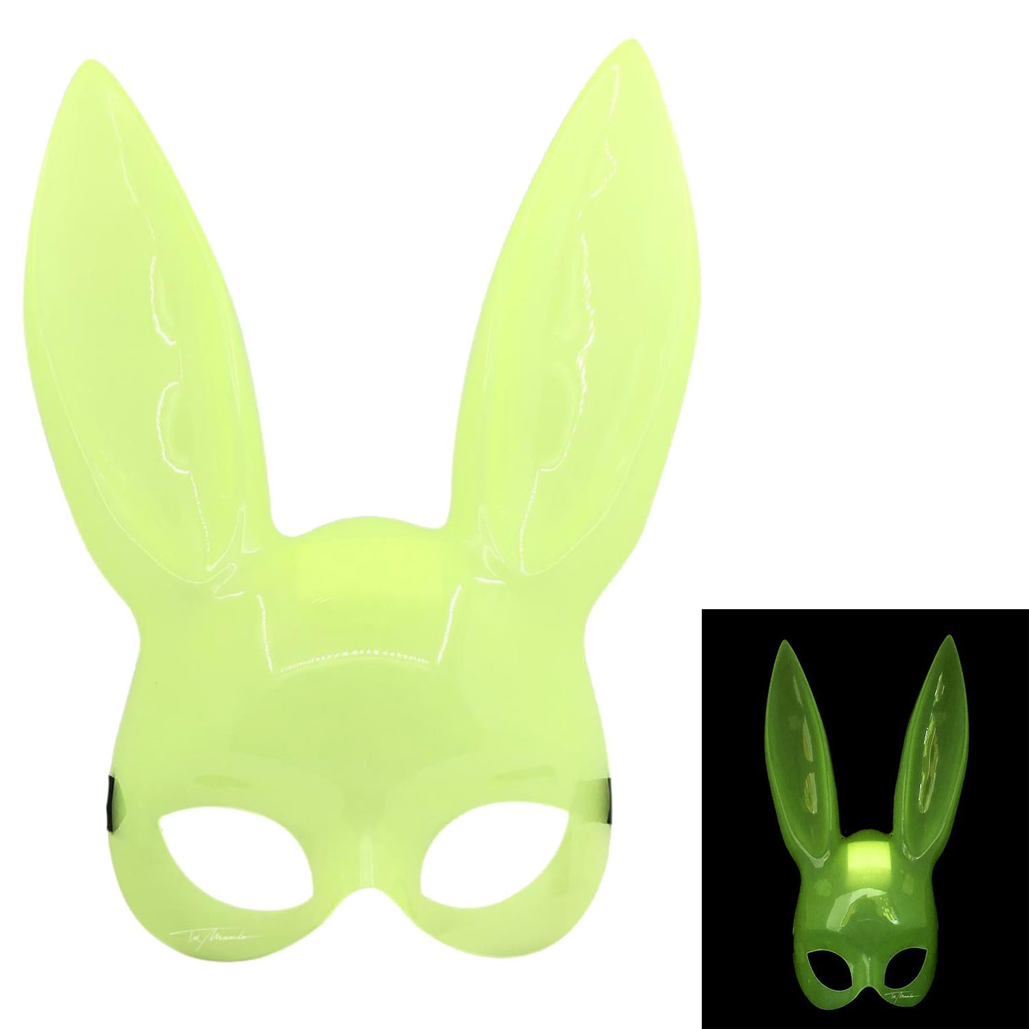 Karanlıkta Yanan Glow Floresan Tavşan Maskesi 32x22 cm (Lisinya)