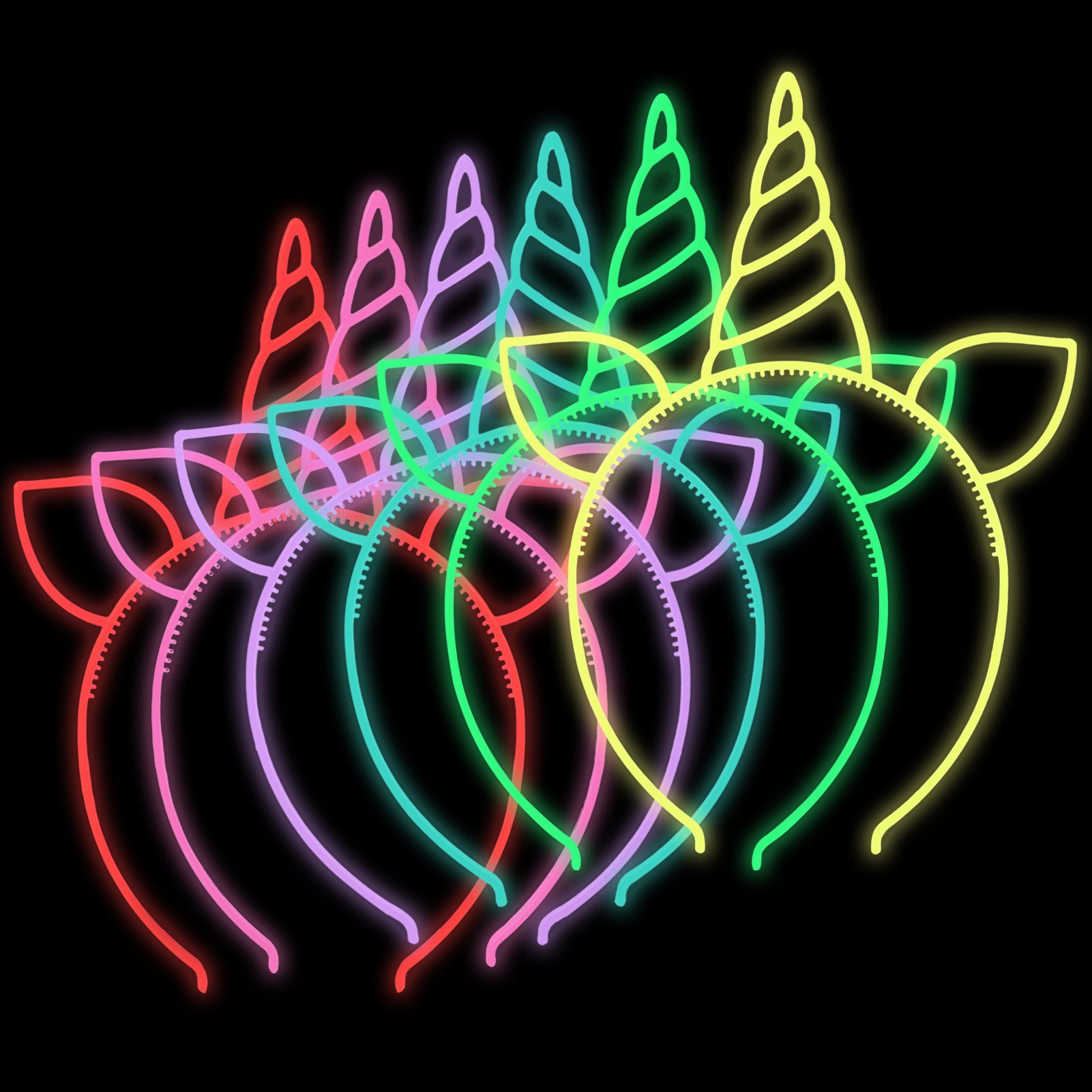 Karanlıkta Yanan Glow Unicorn Tacı Renkli 6 Adet (Lisinya)