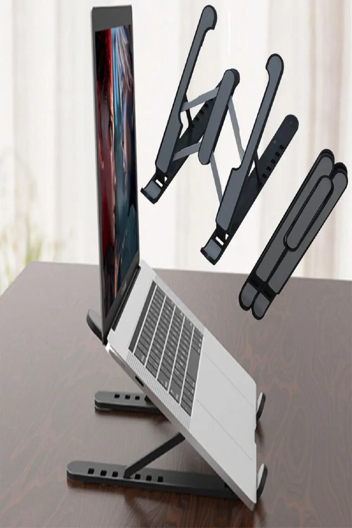 Katlanabilir Laptop Standı - Kaydırmaz Kademe Ayarlı Laptop Tablet Tutucu  (Lisinya)