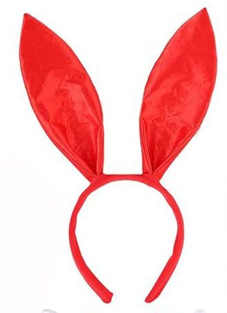 Kırmızı Renk Saten Kaplama Şekil Verilebilir Tavşan Kulak Taç 35x11 cm (Lisinya)