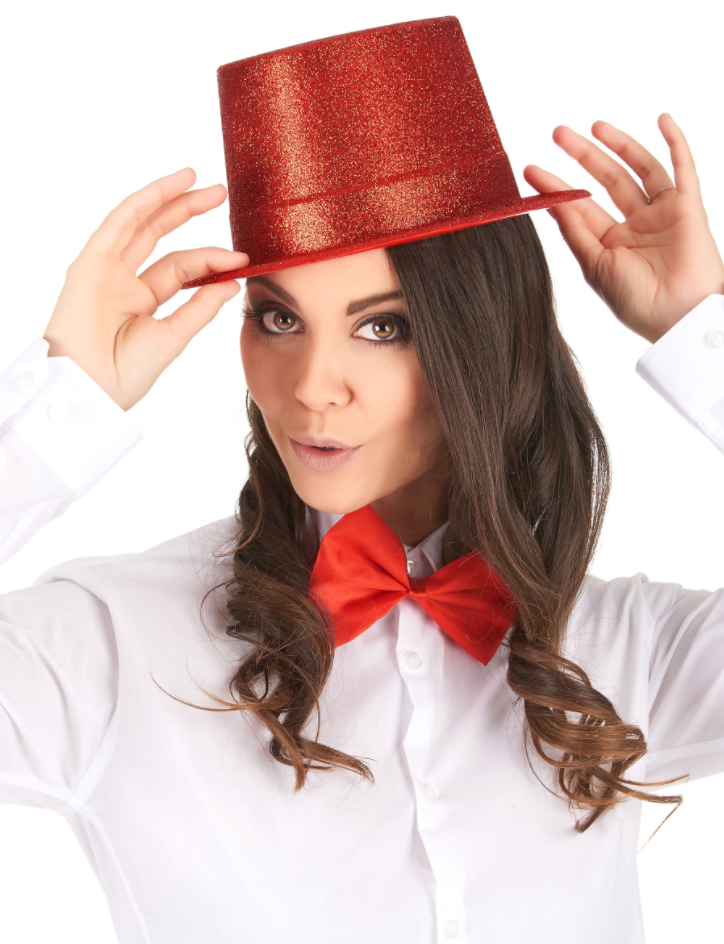 Kırmızı Renk Uzun Plastik Simli Parti Şapkası (Lisinya)