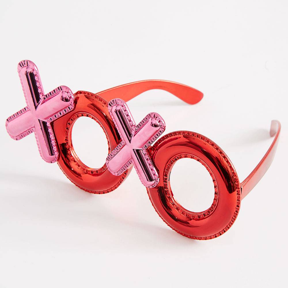 Kırmızı Renk Xoxo Yazılı Parti Gözlüğü 17x7 cm (Lisinya)