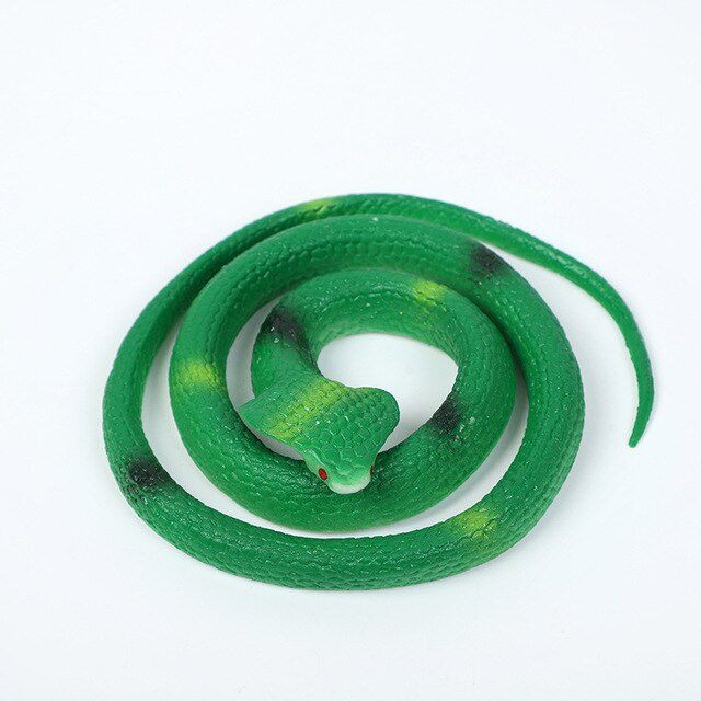 Koyu Yeşil Renk Gerçekçi Kobra Model Silikon Yumuşak Yılan 80 cm (Lisinya)
