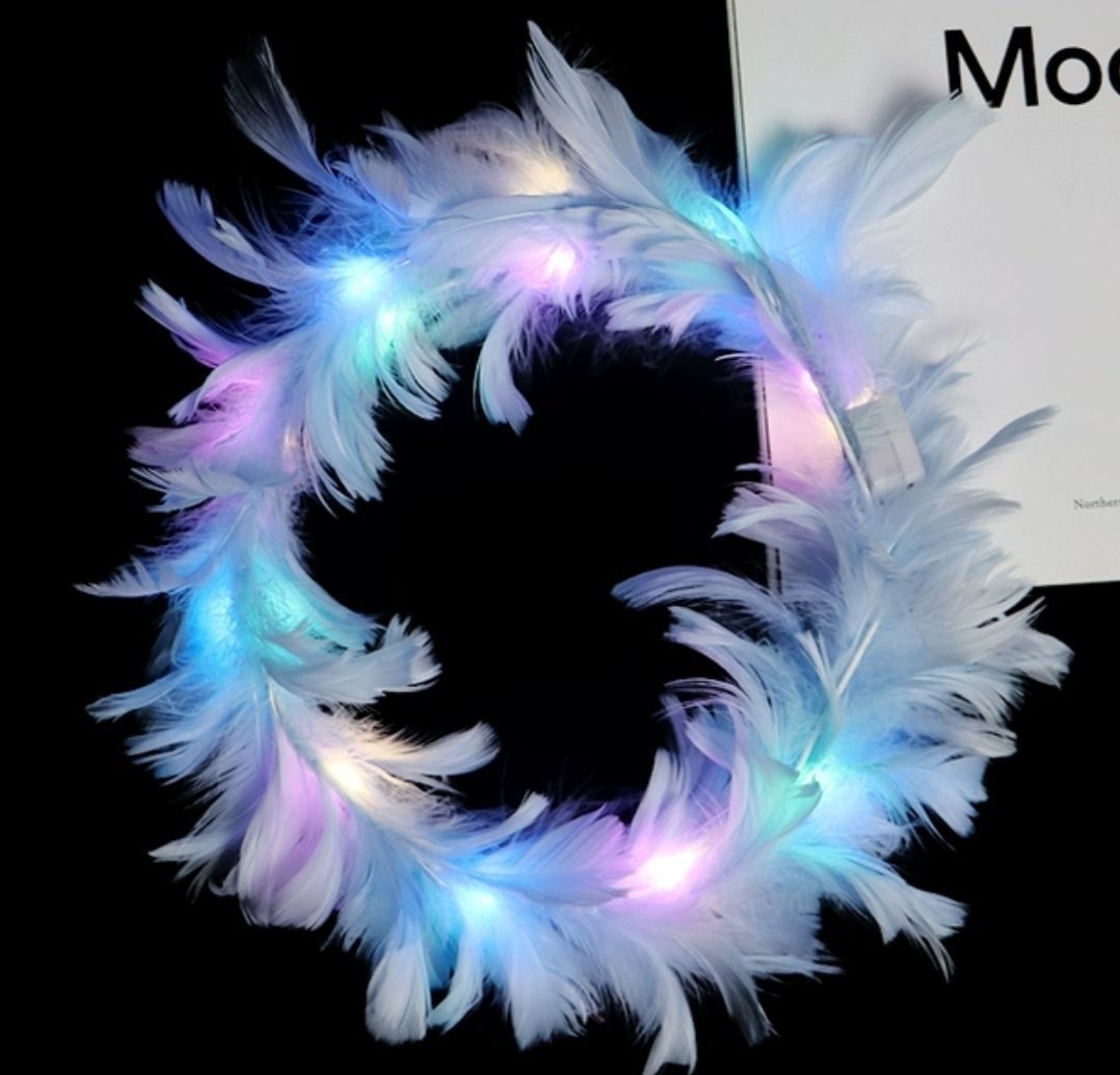 Led Işıklı Rengarenk Yanan 3 Fonksiyonlu Otrişli Parti Tacı Mavi Renk 12x12 cm (Lisinya)