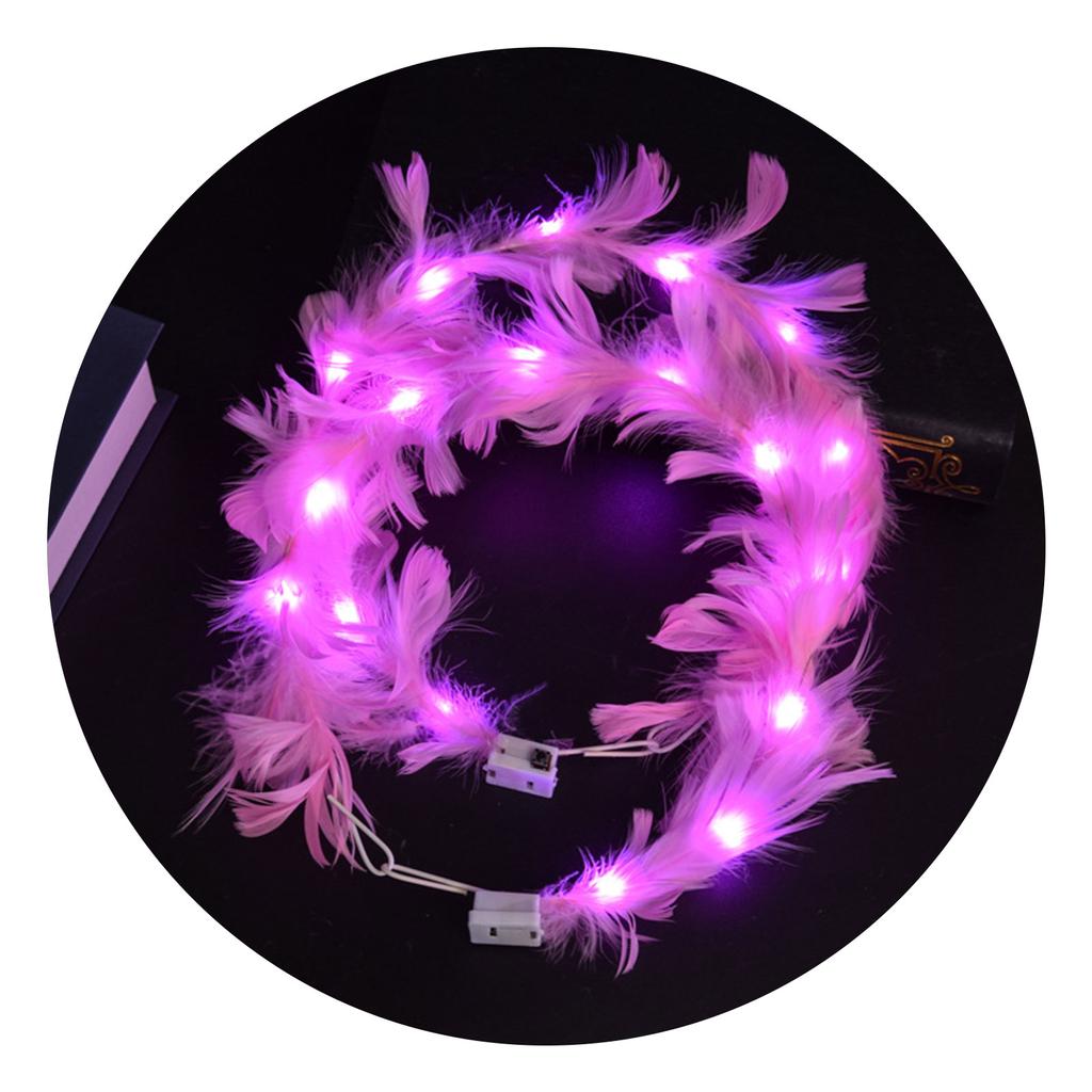 Led Işıklı Rengarenk Yanan 3 Fonksiyonlu Otrişli Parti Tacı Pembe Renk 12x12 cm (Lisinya)