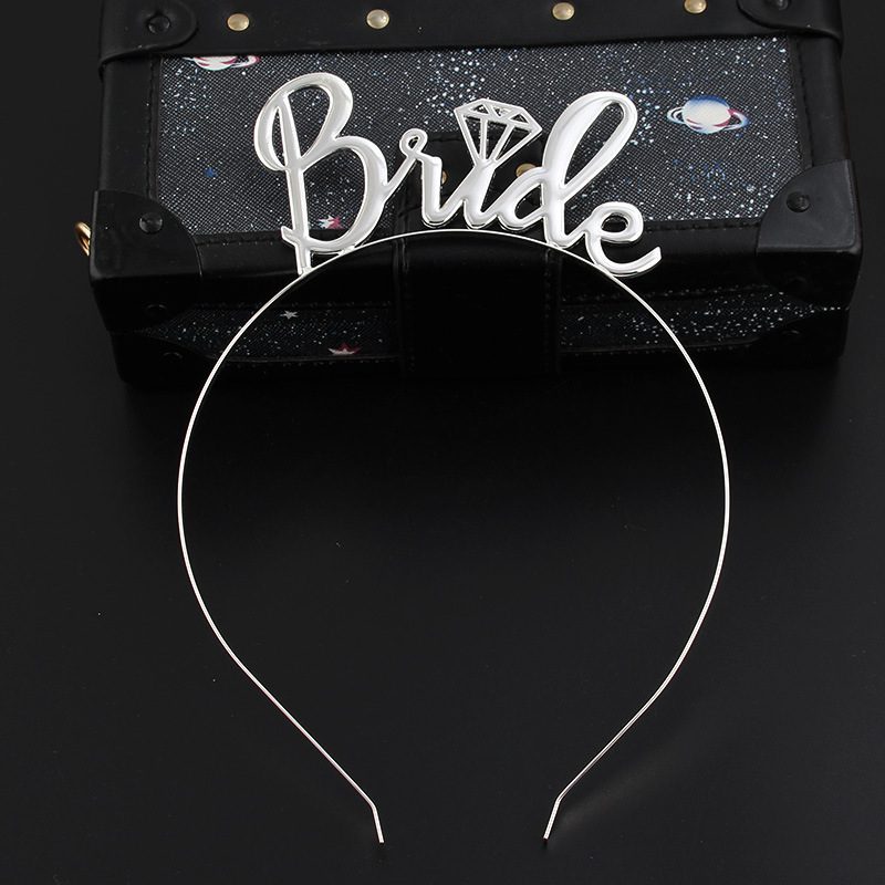 Gümüş Renk Bride Yazılı Metal Gelin Tacı Bride Taç (Lisinya)