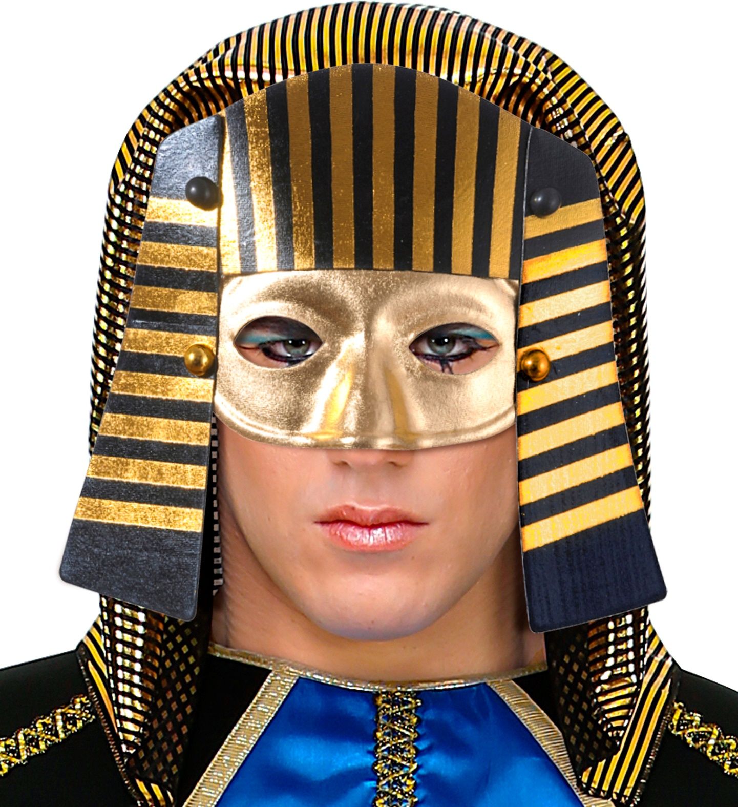Mısırlı Maskesi Lastik Aparatlı Firavun Maskesi 21x23 cm (Lisinya)