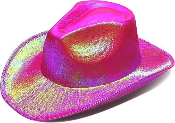 Neon Hologramlı Kovboy Model Parti Şapkası Fuşya Yetişkin 39X36X14 cm (Lisinya)