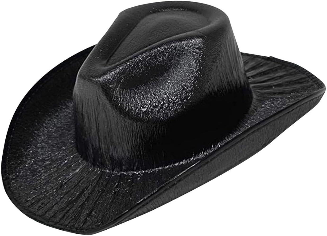 Neon Hologramlı Kovboy Model Parti Şapkası Siyah Yetişkin 39X36X14 cm (Lisinya)