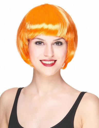 Neon Turuncu Renk Açık Turuncu Küt Parti Peruğu Kısa Takma Saç (Lisinya)