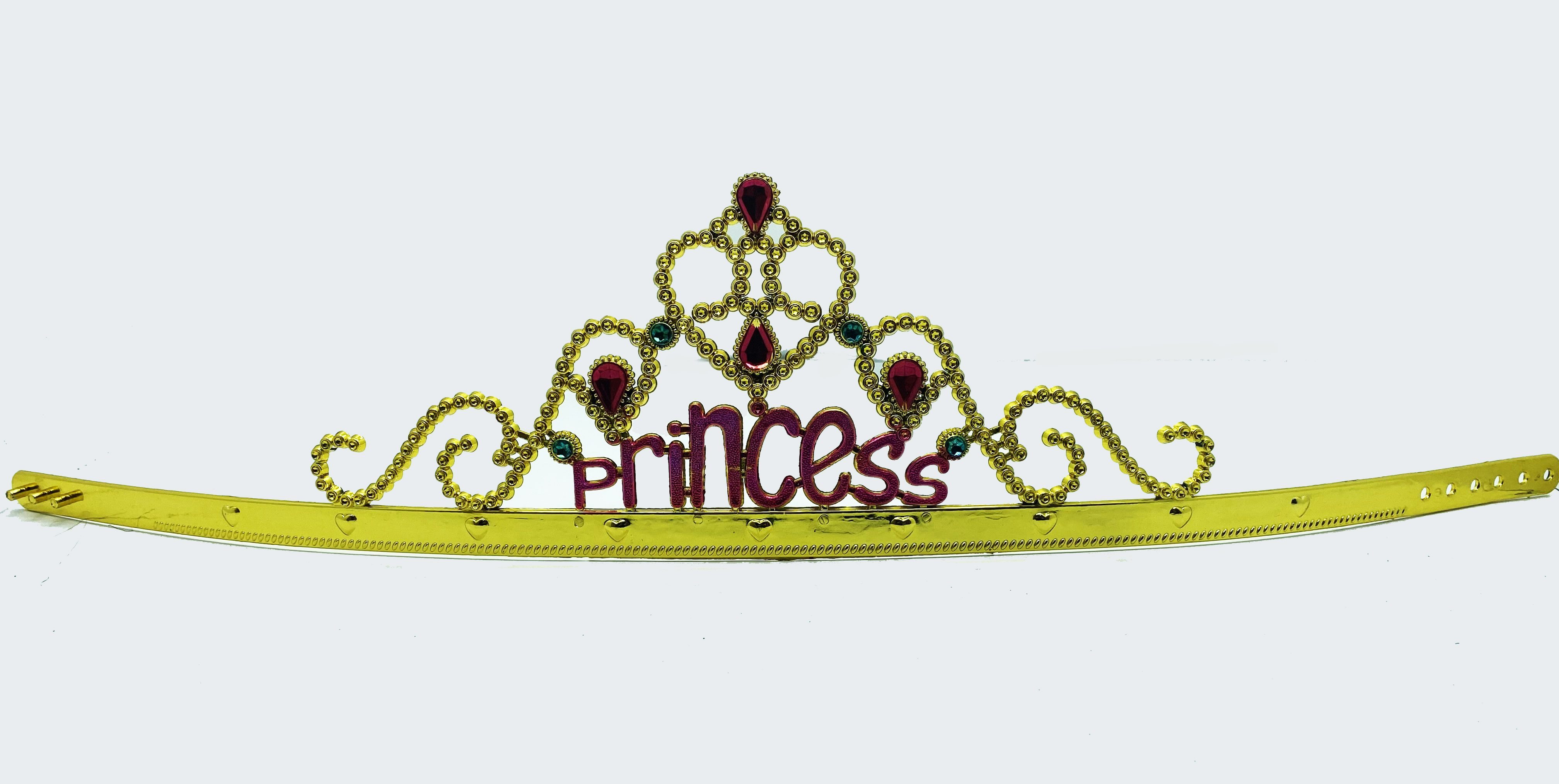 Prenses Yazılı Altın Renk Ayarlanabilir Parti Tacı 60 cm (Lisinya)