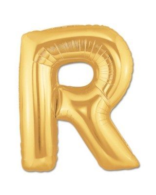 R Harf Folyo Balon Altın Renk  40 inç (Lisinya)