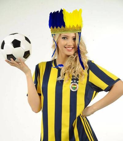 Sarı Lacivert Fenerbahçe Taraftar Tüylü Saç Bandı (Lisinya)