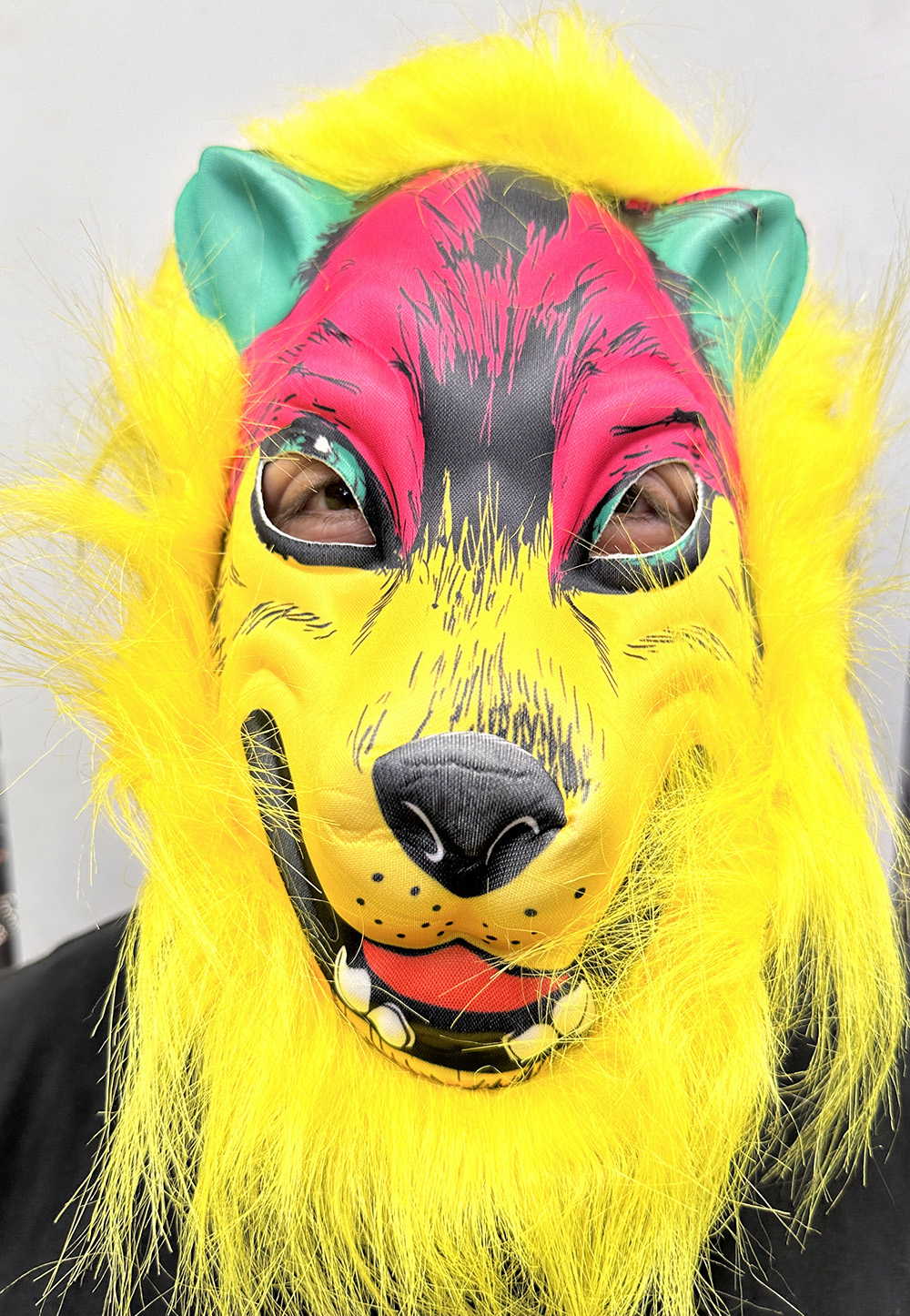 Sarı Yeleli Saçlı Kurt Maskesi Köpek Maskesi Mega Peluş 10 No (Lisinya)