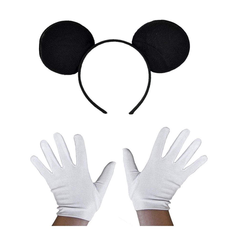 Siyah Mickey Mouse Tacı ve Beyaz Eldiven Seti  (Lisinya)