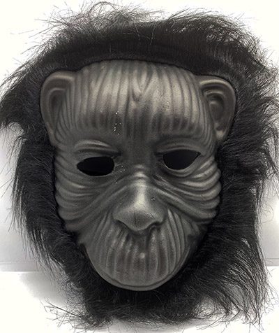 Siyah Renk Eva Goril Maskesi - Siyah Peluşlu Tüylü Orangutan Maskesi (Lisinya)