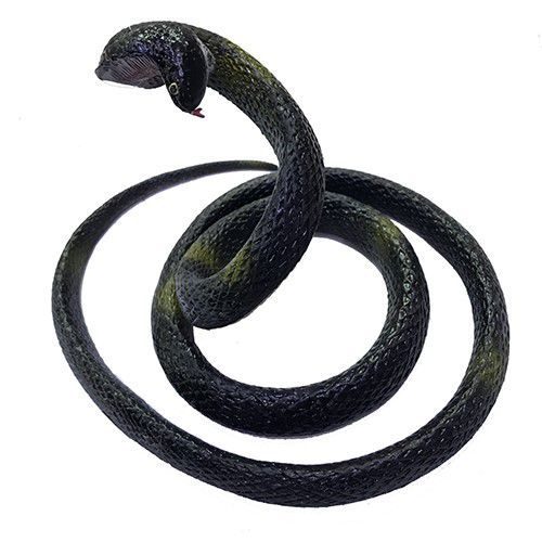 Siyah Renk Gerçekçi Kobra Model Silikon Yumuşak Yılan 80 cm  (Lisinya)