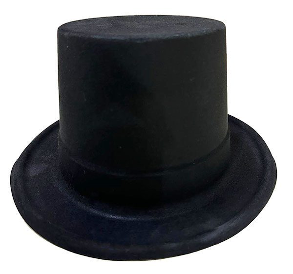 Siyah Renk Plastik Nubuk Kadife Kaplama Fötr Şapka 11 cm (Lisinya)